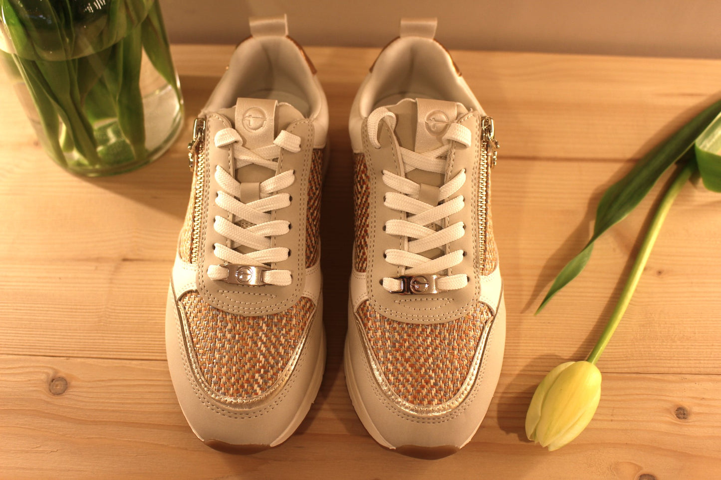 Sneaker Vegan métallisé marron ou vert zip latéral TAMARIS