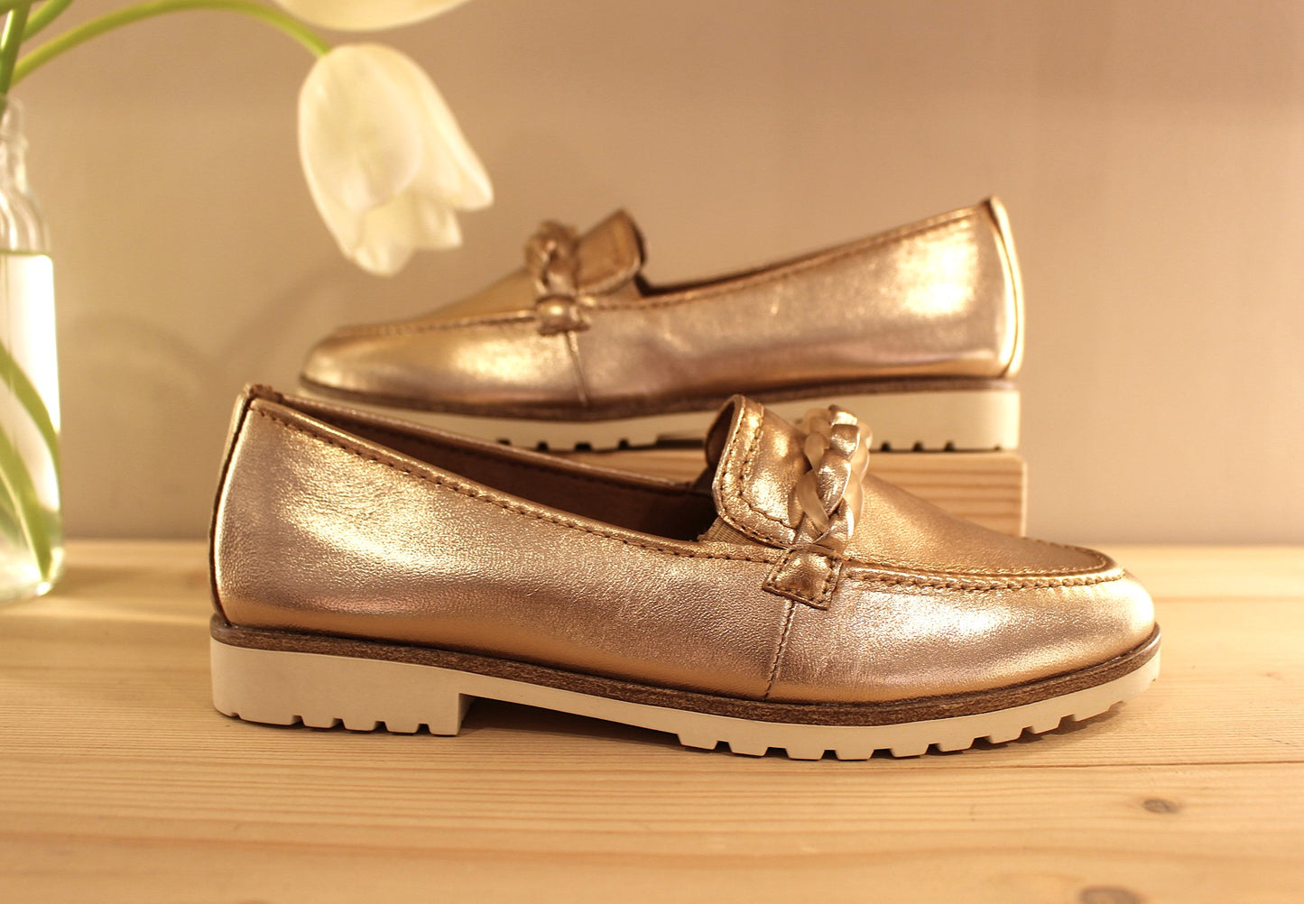 Mocassin cuir de couleur bronze TAMARIS