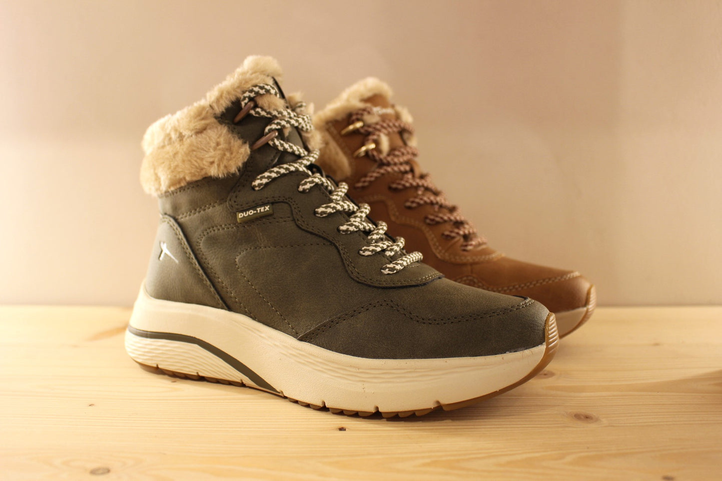 Bottine doublée chaude kaki ou cognac TAMARIS