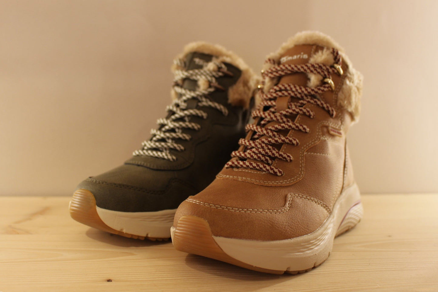 Bottine doublée chaude kaki ou cognac TAMARIS