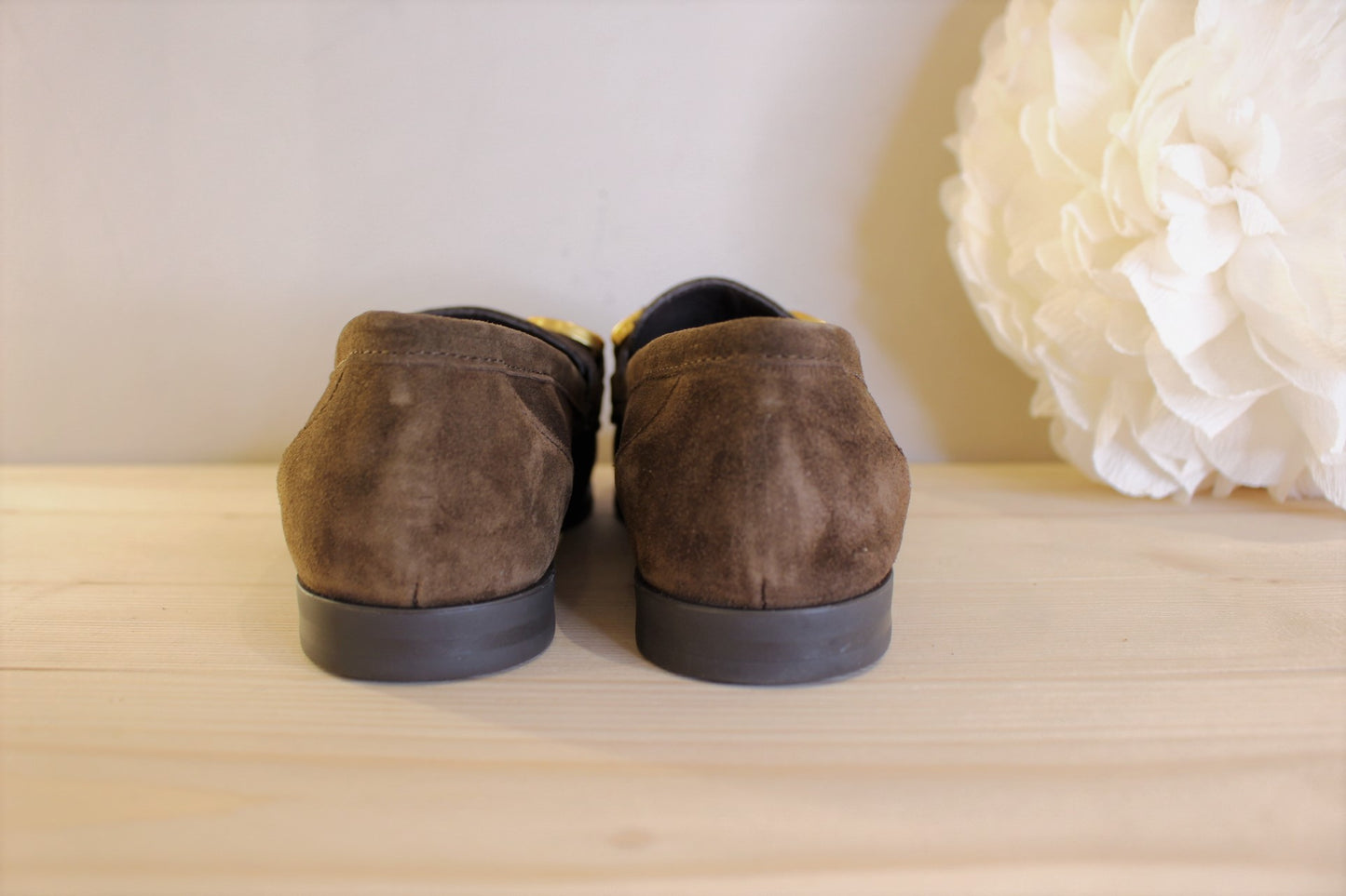 Mocassins ALPE cuir velours marron barrette décorative très souple