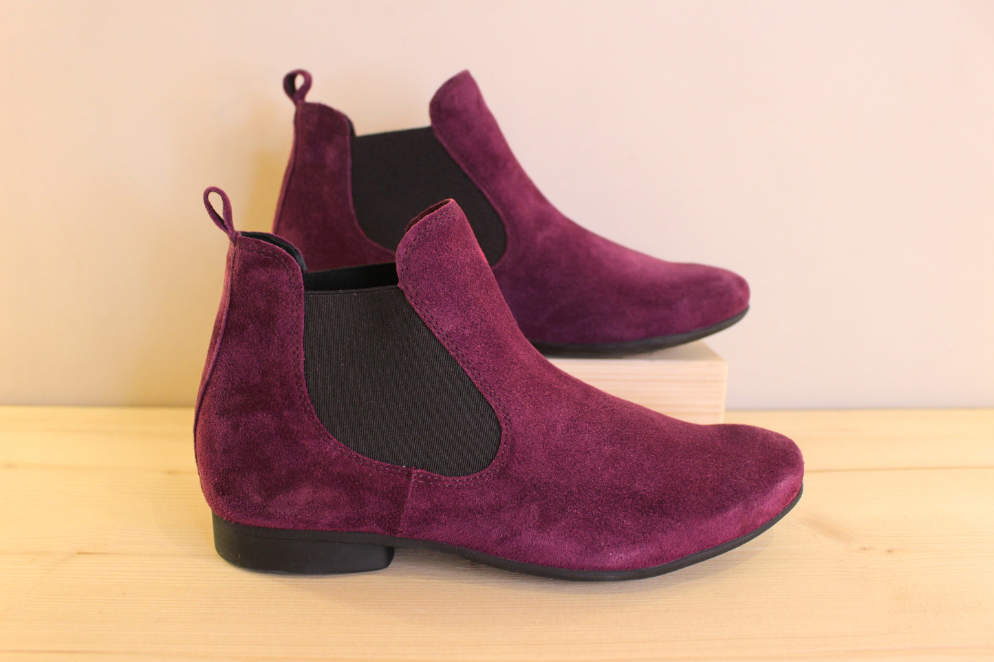 Chelsea femme cuir velours prune THINK extra souple