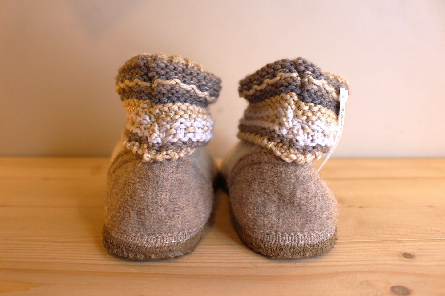 Botte chausson en laine beige GIESSWEIN