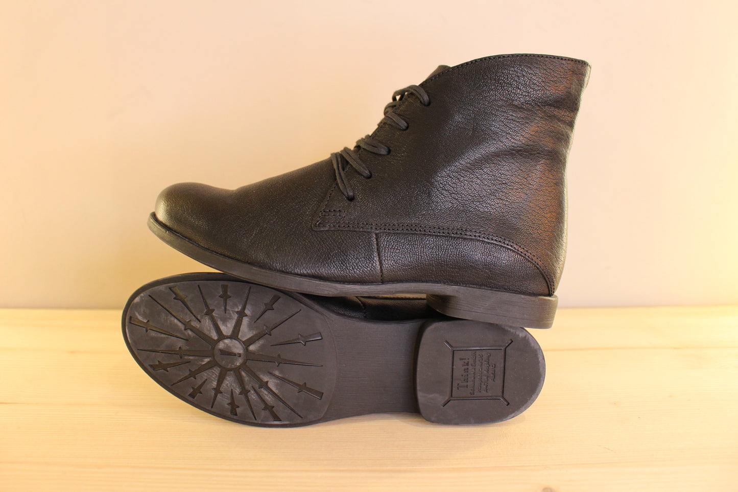 Bottines cuir noir semelles amovibles doublées polaire THINK