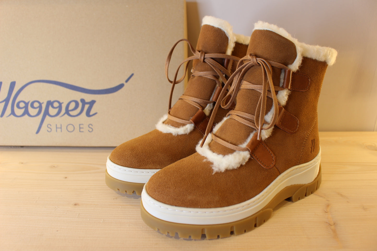 Bottines cuir et velours marron et doublées laine semelle épaisse et crantée HOOPER