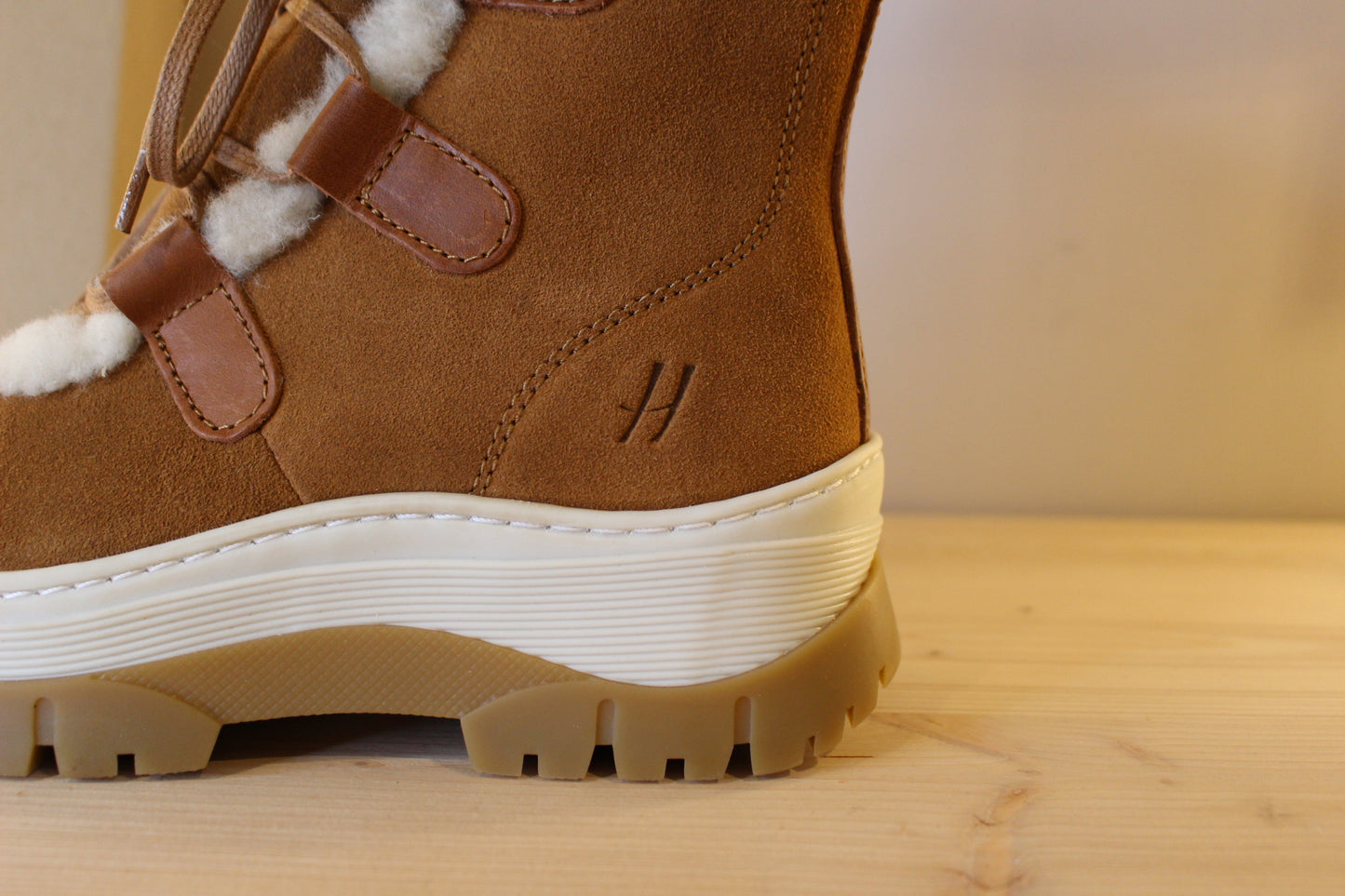 Bottines cuir et velours marron et doublées laine semelle épaisse et crantée HOOPER