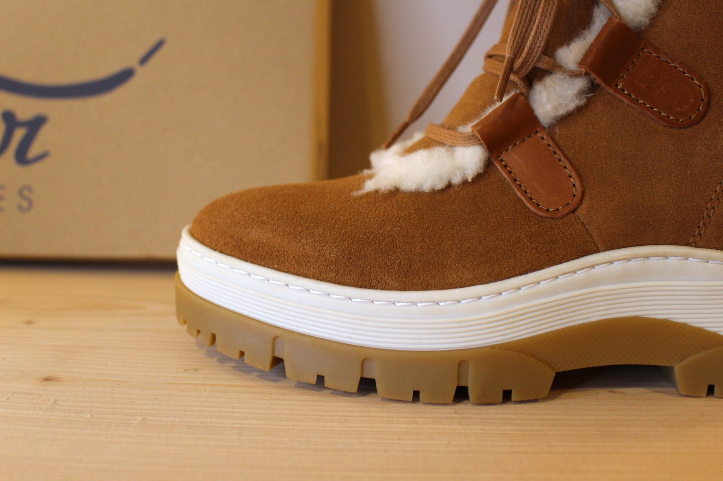 Bottines cuir et velours marron et doublées laine semelle épaisse et crantée HOOPER