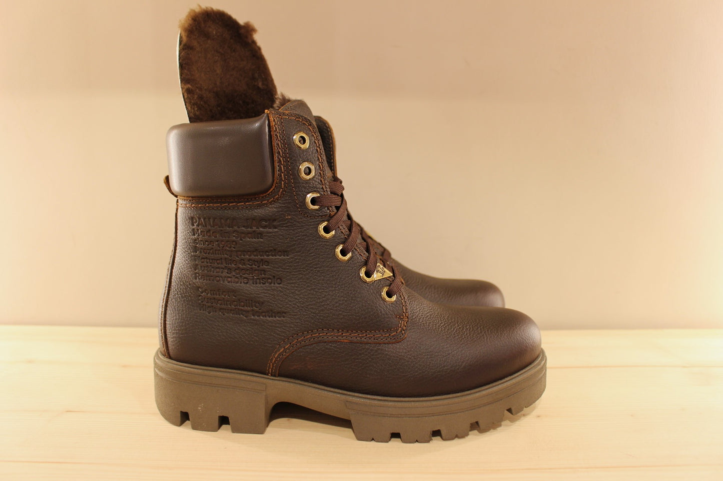 Bottines PANAMA JACK cuir et chaud fourrure acrylique