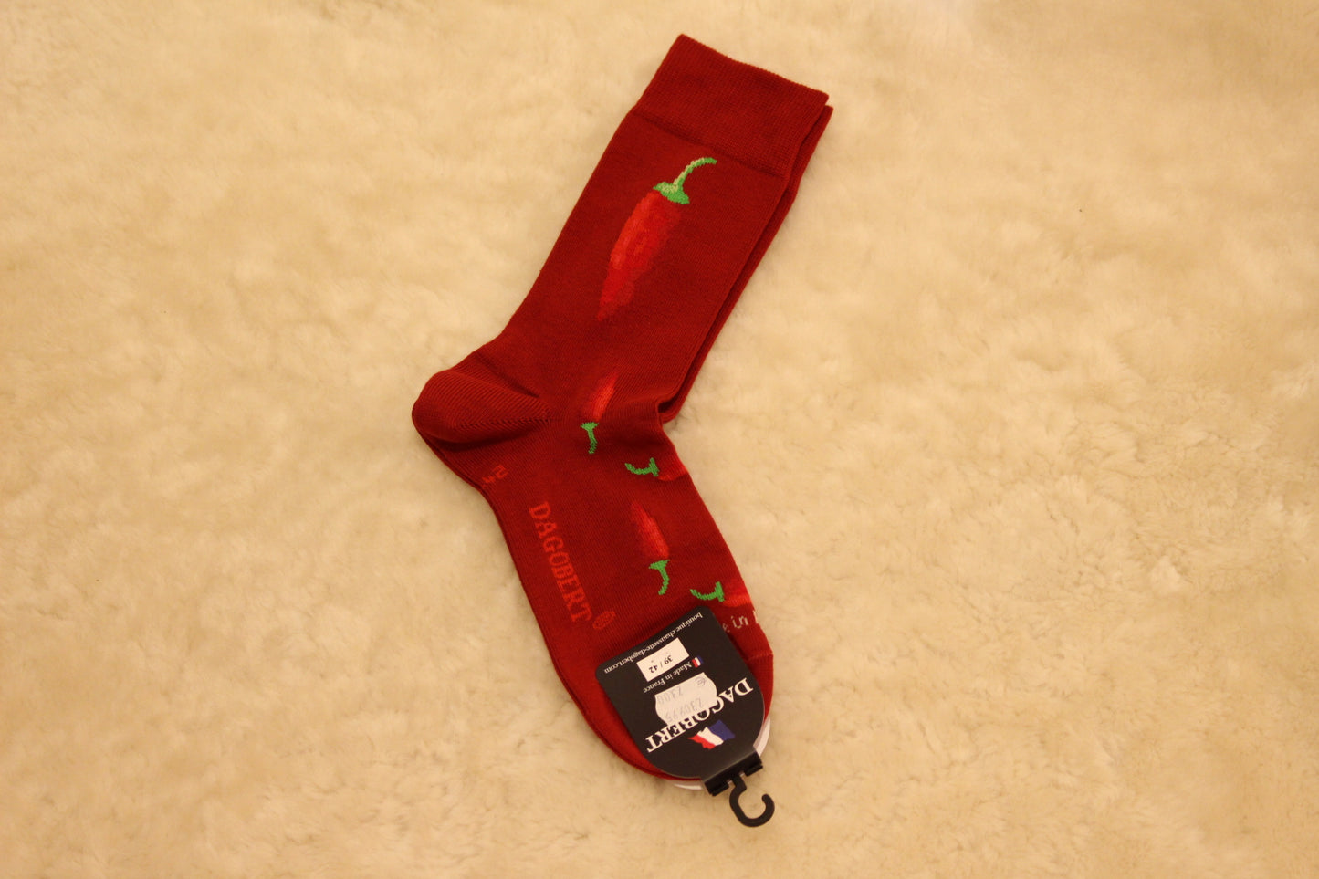 Chaussette DAGOBERT piment en coton fabrication française