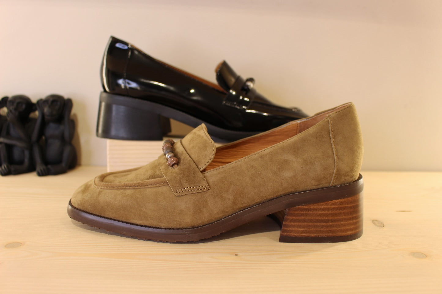 Mocassin femme cuir noir ou argile MAMZELLE