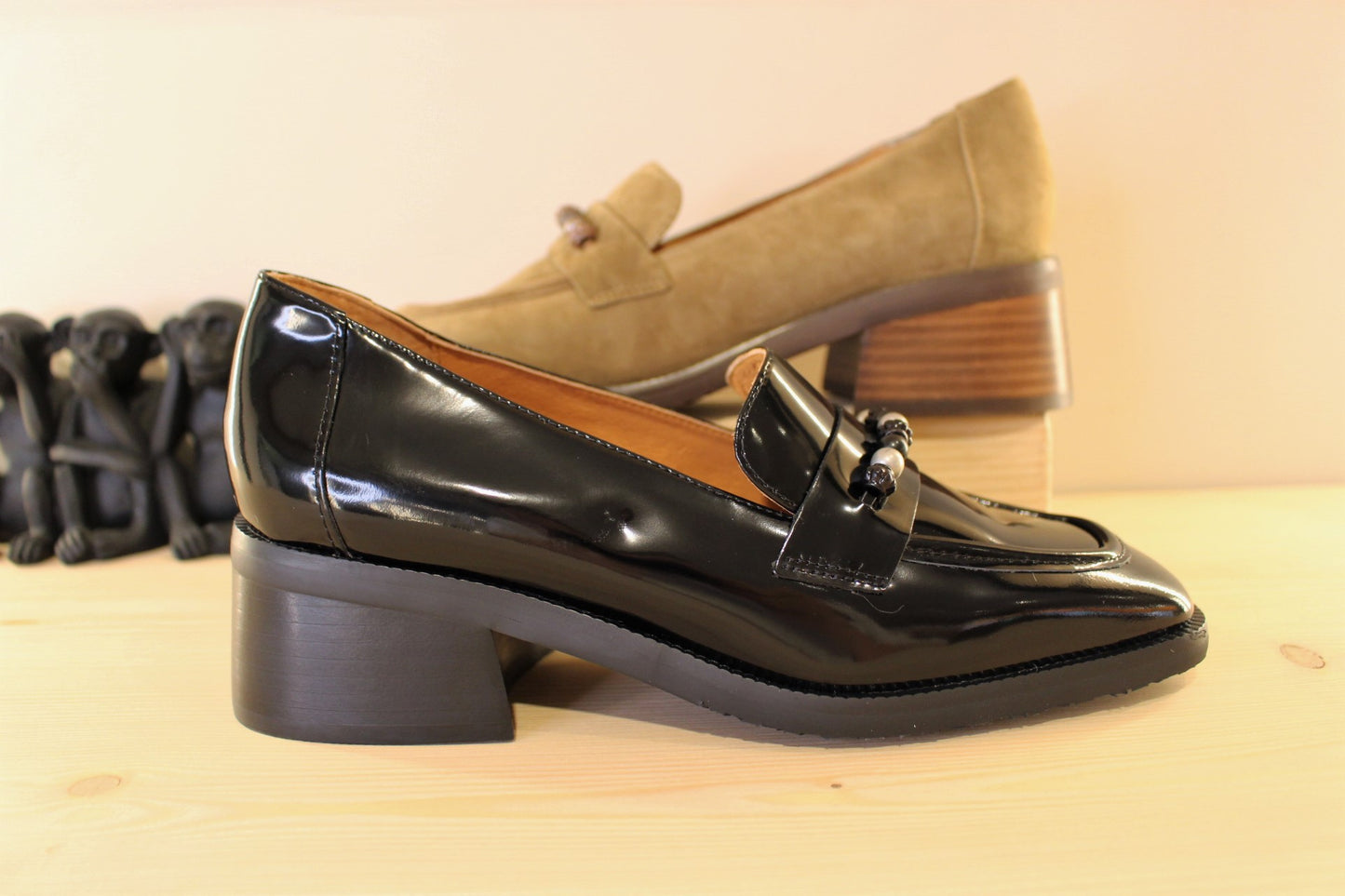 Mocassin femme cuir noir ou argile MAMZELLE