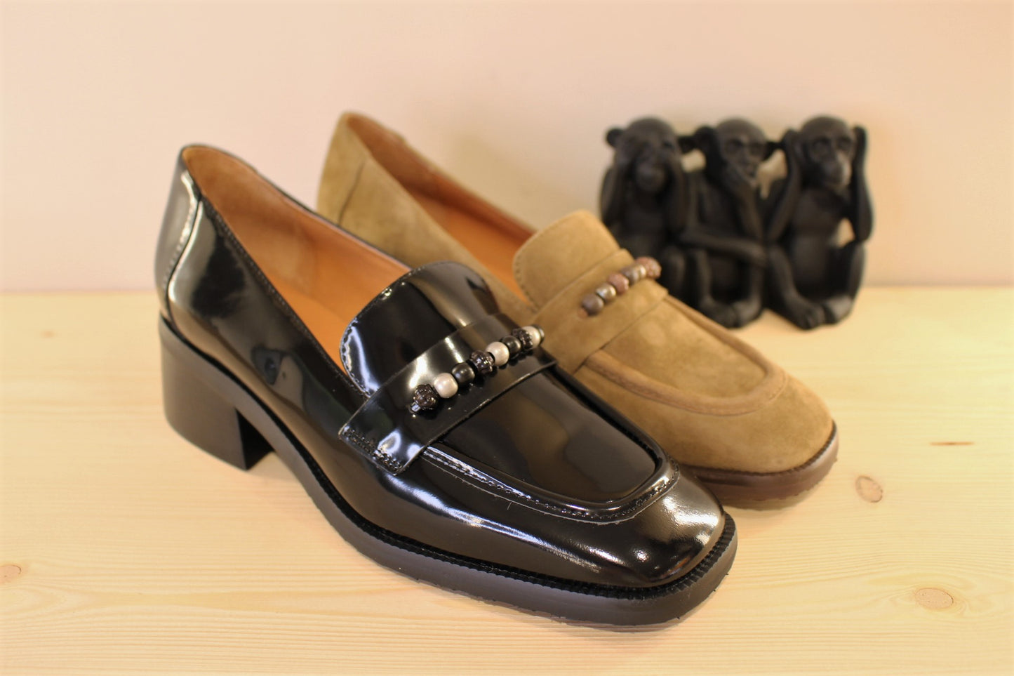 Mocassin femme cuir noir ou argile MAMZELLE