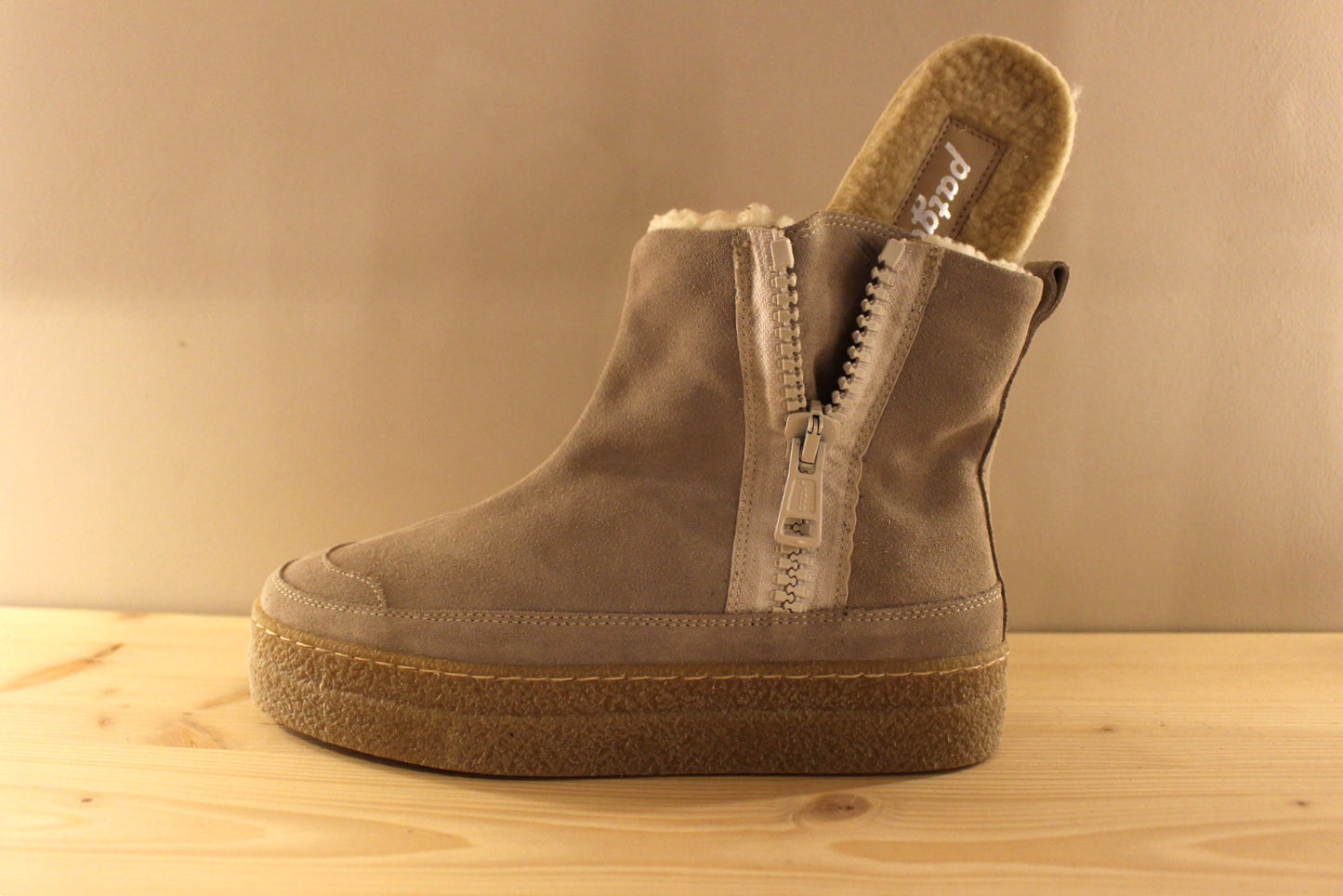 Bottine italienne pour femme en cuir et doublées chaud semelle compensée PATGOA