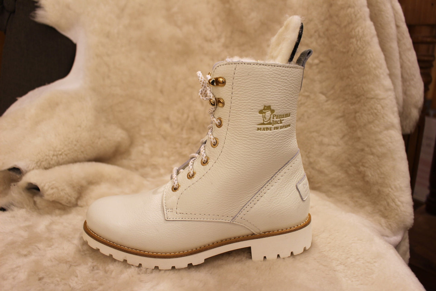 Bottine cuir et mouton blanc PANAMA JACK