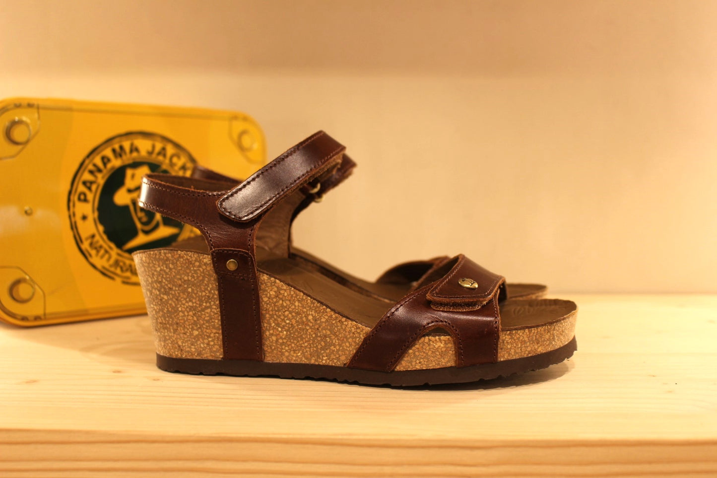 Sandale compensée liège en cuir PANAMA JACK