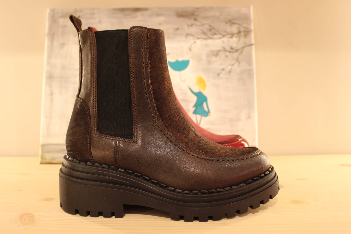 Bottines cuir gras ou vernis semelle épaisse CASTA