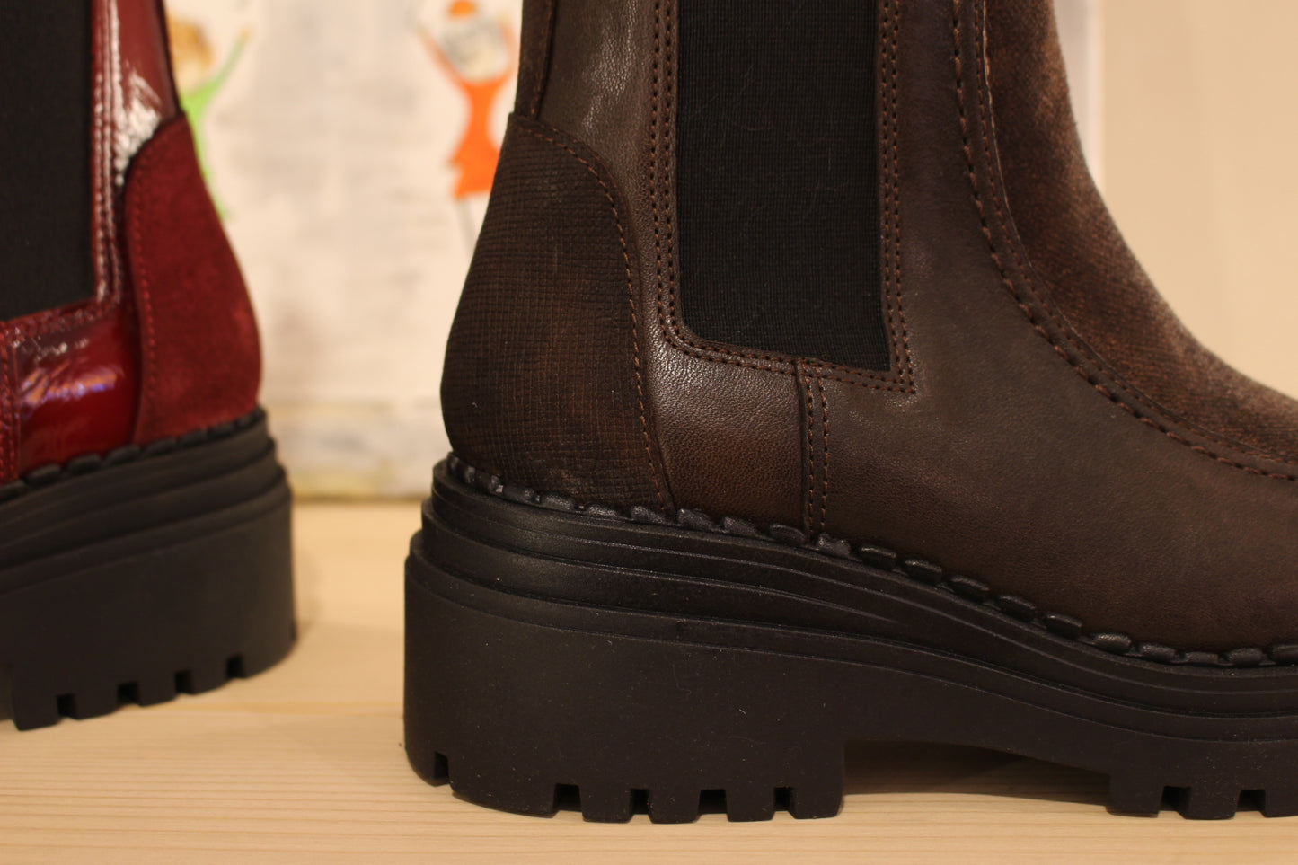 Bottines cuir gras ou vernis semelle épaisse CASTA