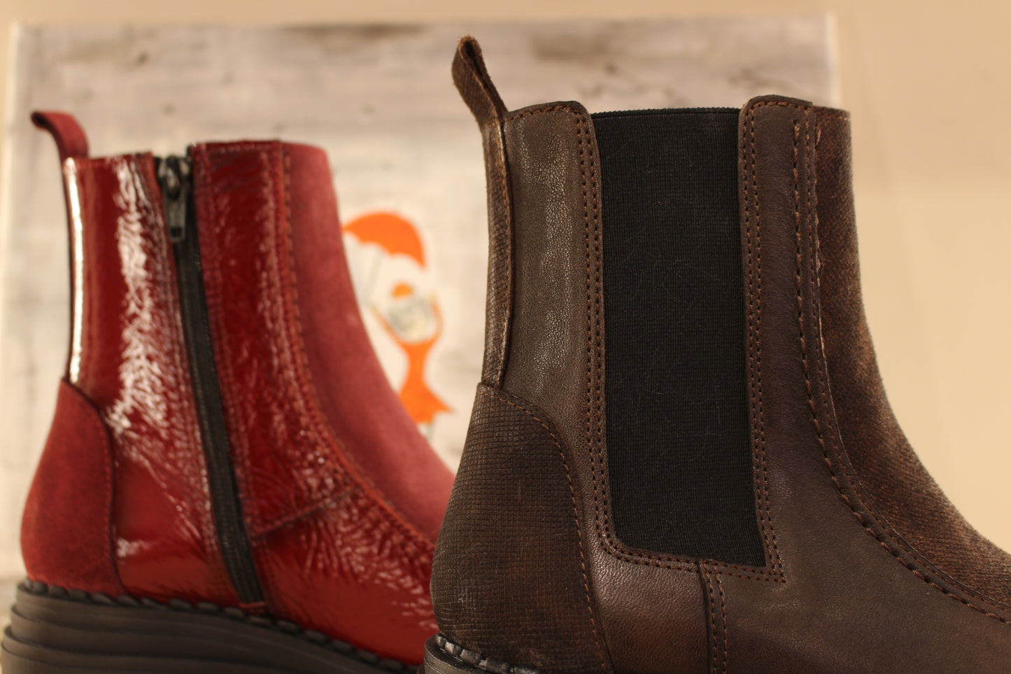Bottines cuir gras ou vernis semelle épaisse CASTA