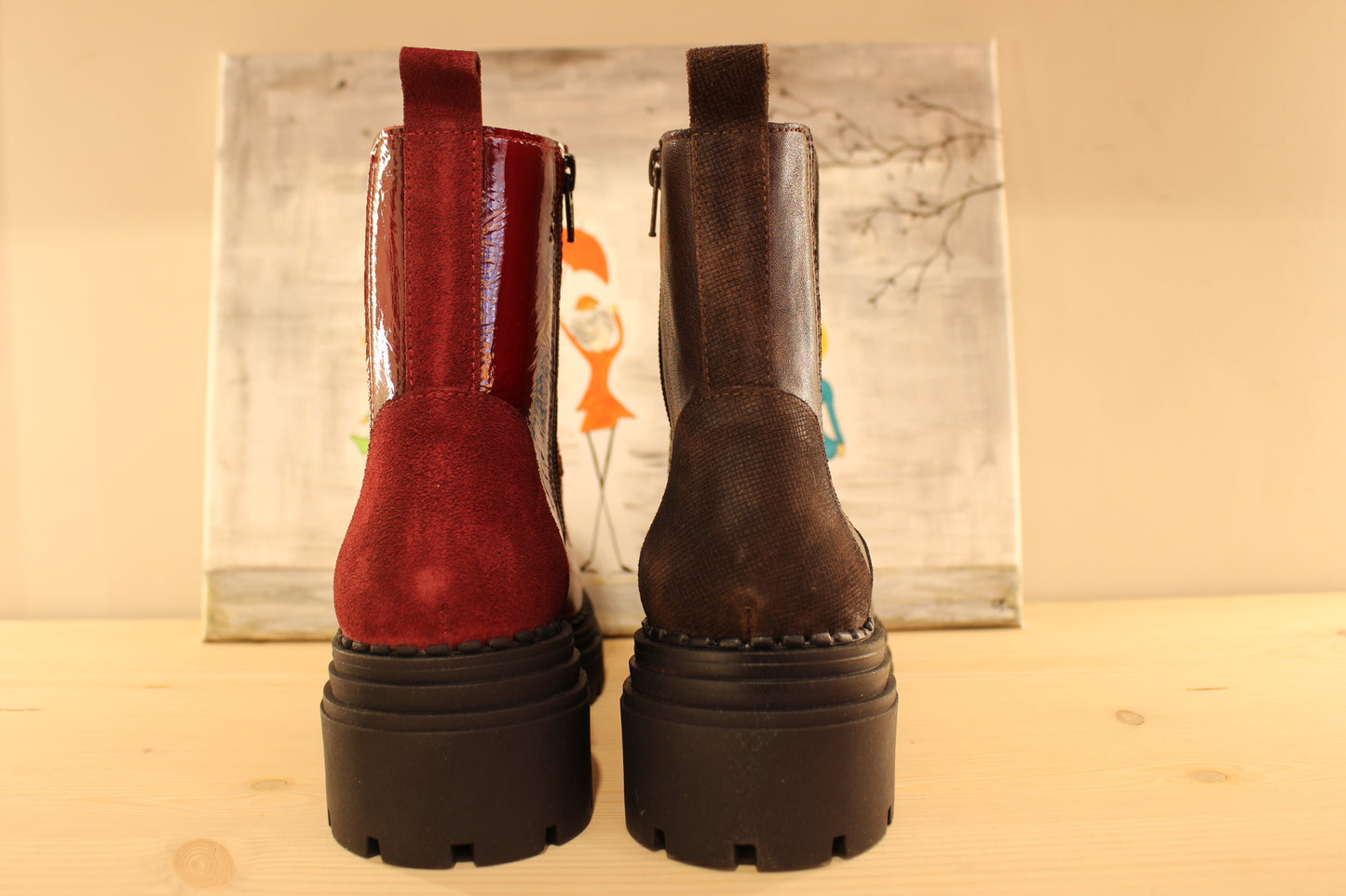 Bottines cuir gras ou vernis semelle épaisse CASTA