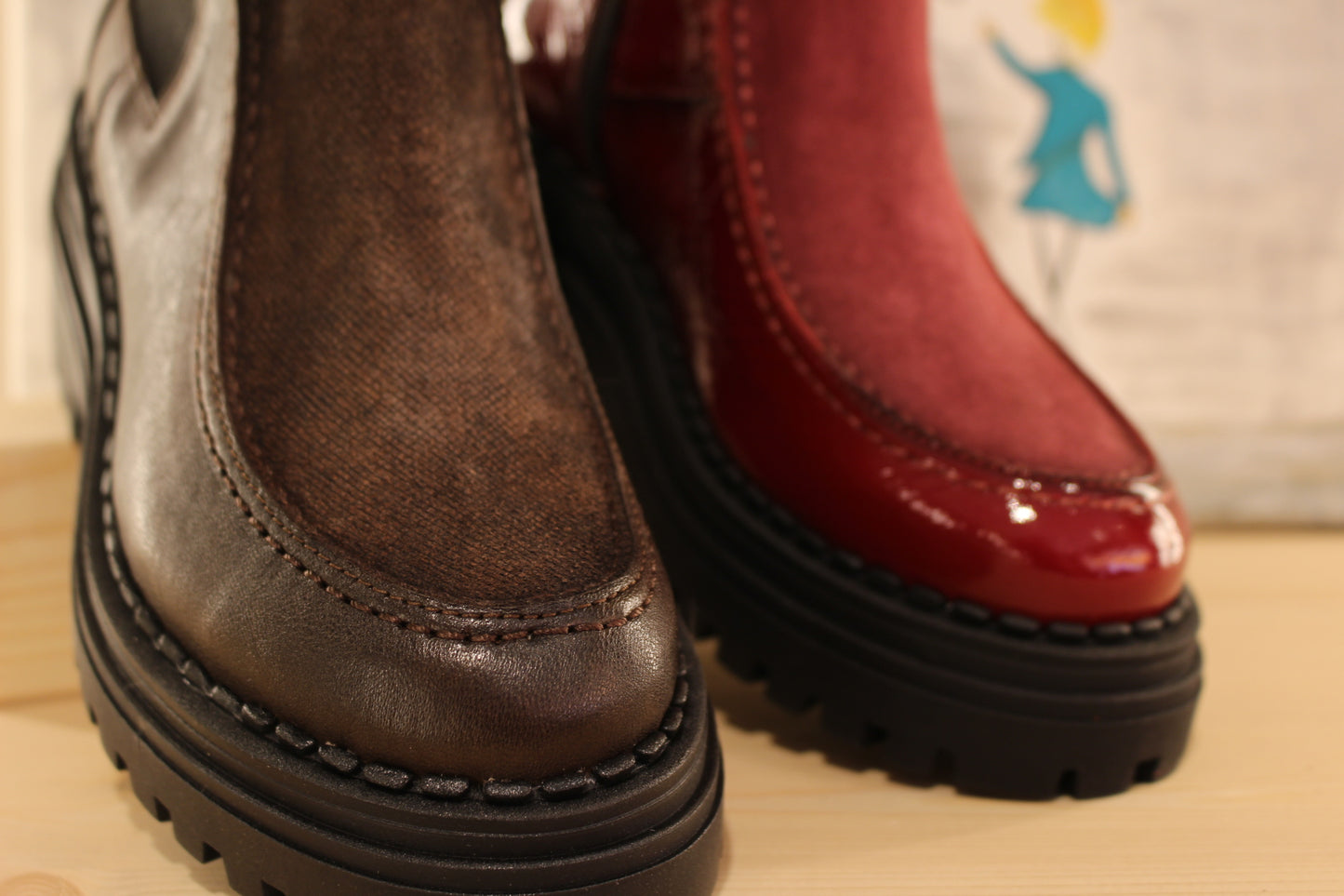 Bottines cuir gras ou vernis semelle épaisse CASTA