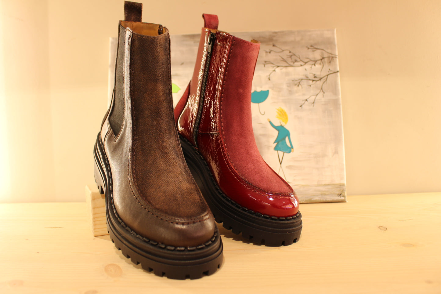 Bottines cuir gras ou vernis semelle épaisse CASTA