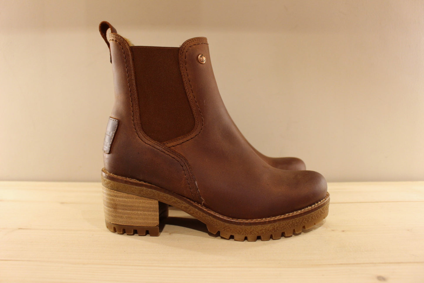 Boots chelsea femme cuir et chaud petit talon PANAMA JACK