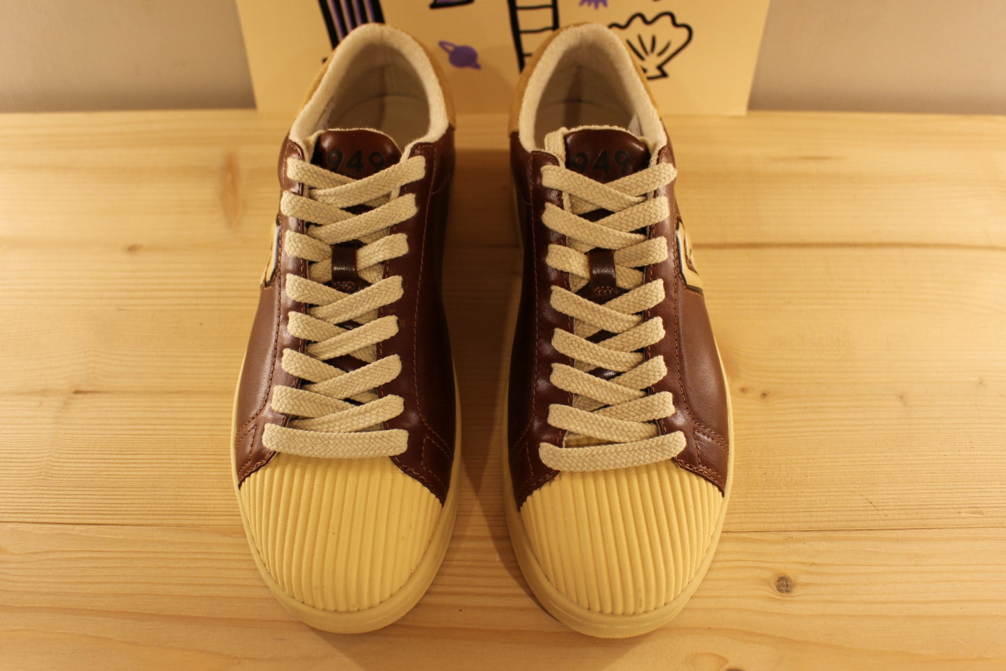 Sneakers homme en cuir marron chocolat et caoutchouc beige GANT