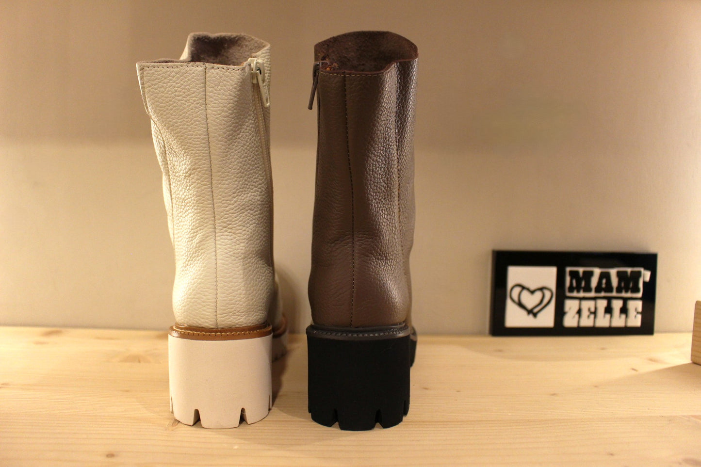 Bottines MAMZELLE cuir écru ou taupe