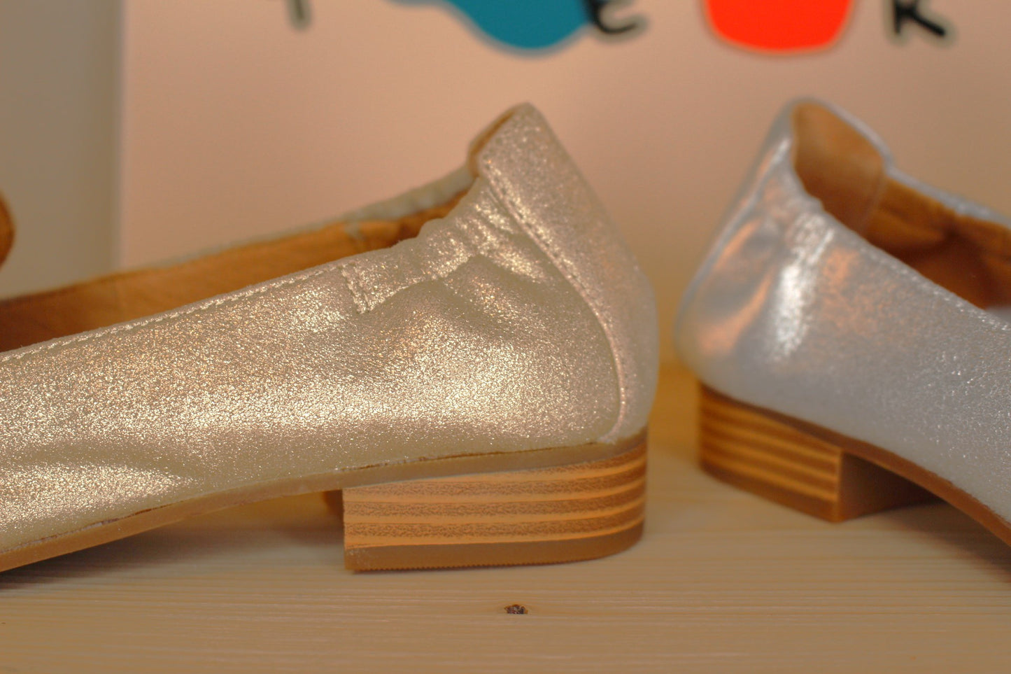 Mocassin cuir métallisé or ou acier MAMZELLE