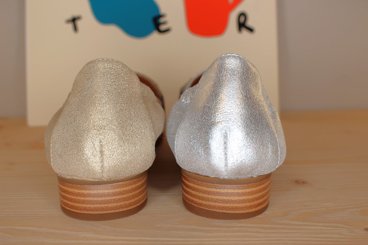 Mocassin cuir métallisé or ou acier MAMZELLE