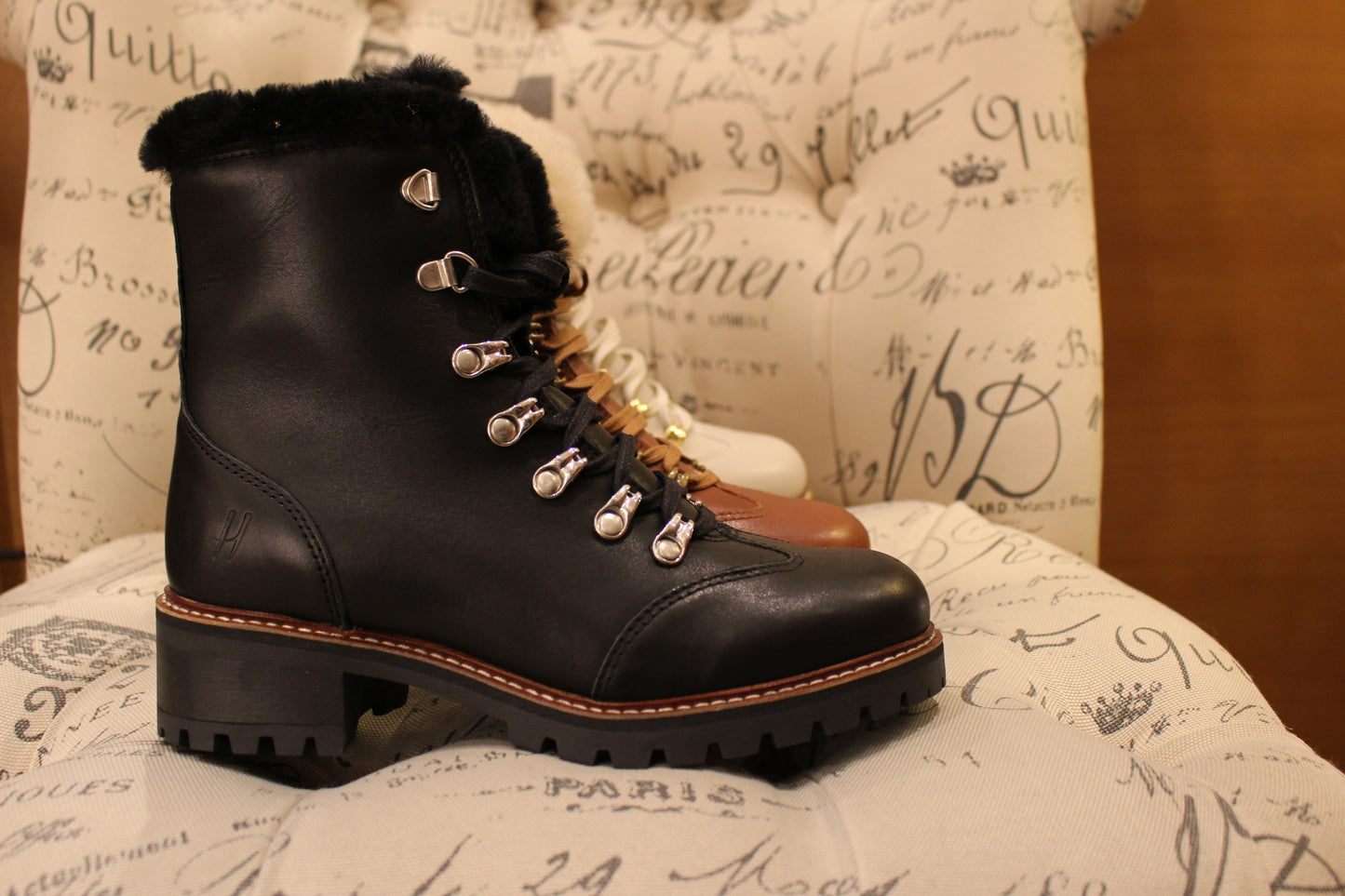 Bottines femme cuir blanc noir et cognac doublées pure laine HOOPER