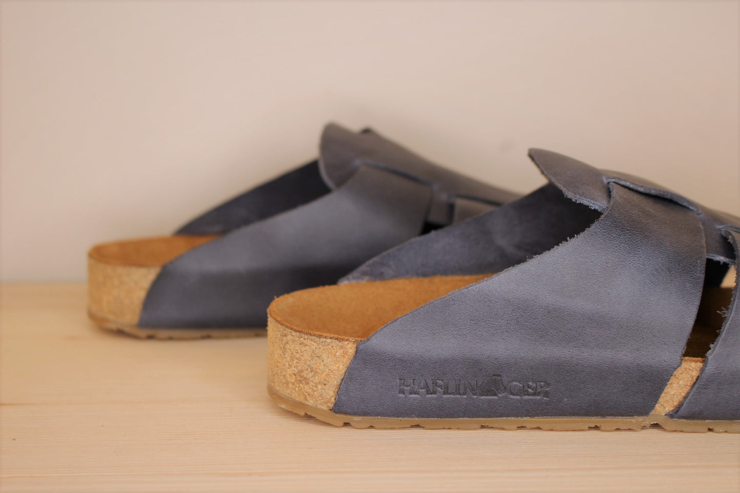 Mule homme cuir bleu avant fermé cuir aéré HAFLINGER