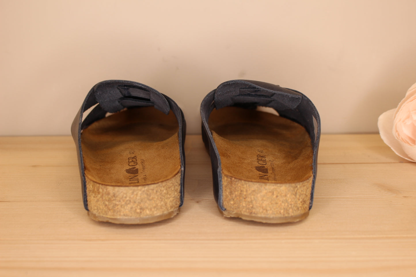 Mule homme cuir bleu avant fermé cuir aéré HAFLINGER