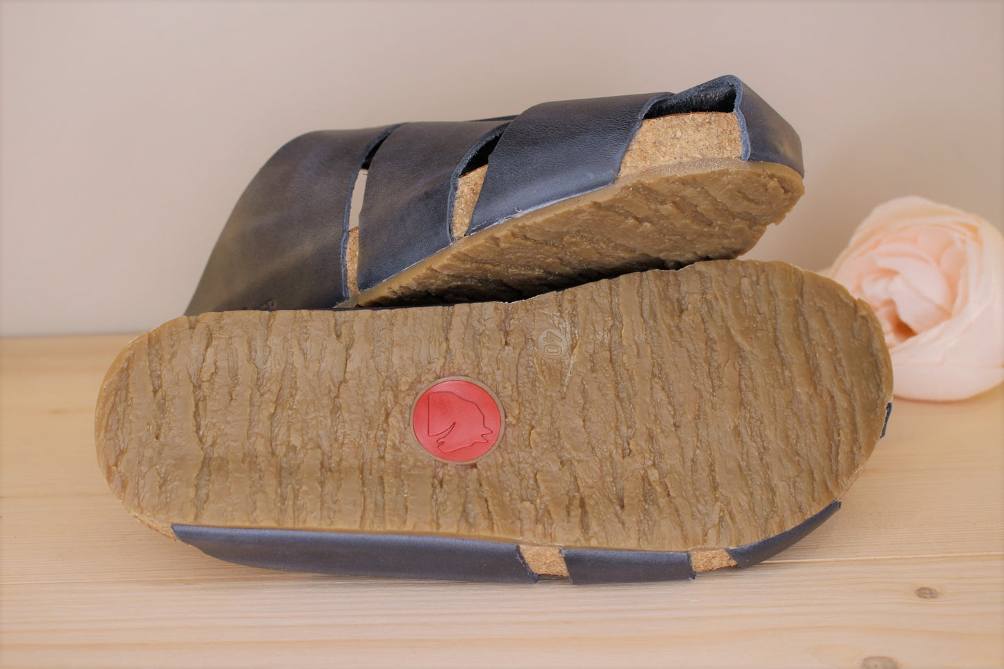 Mule homme cuir bleu avant fermé cuir aéré HAFLINGER