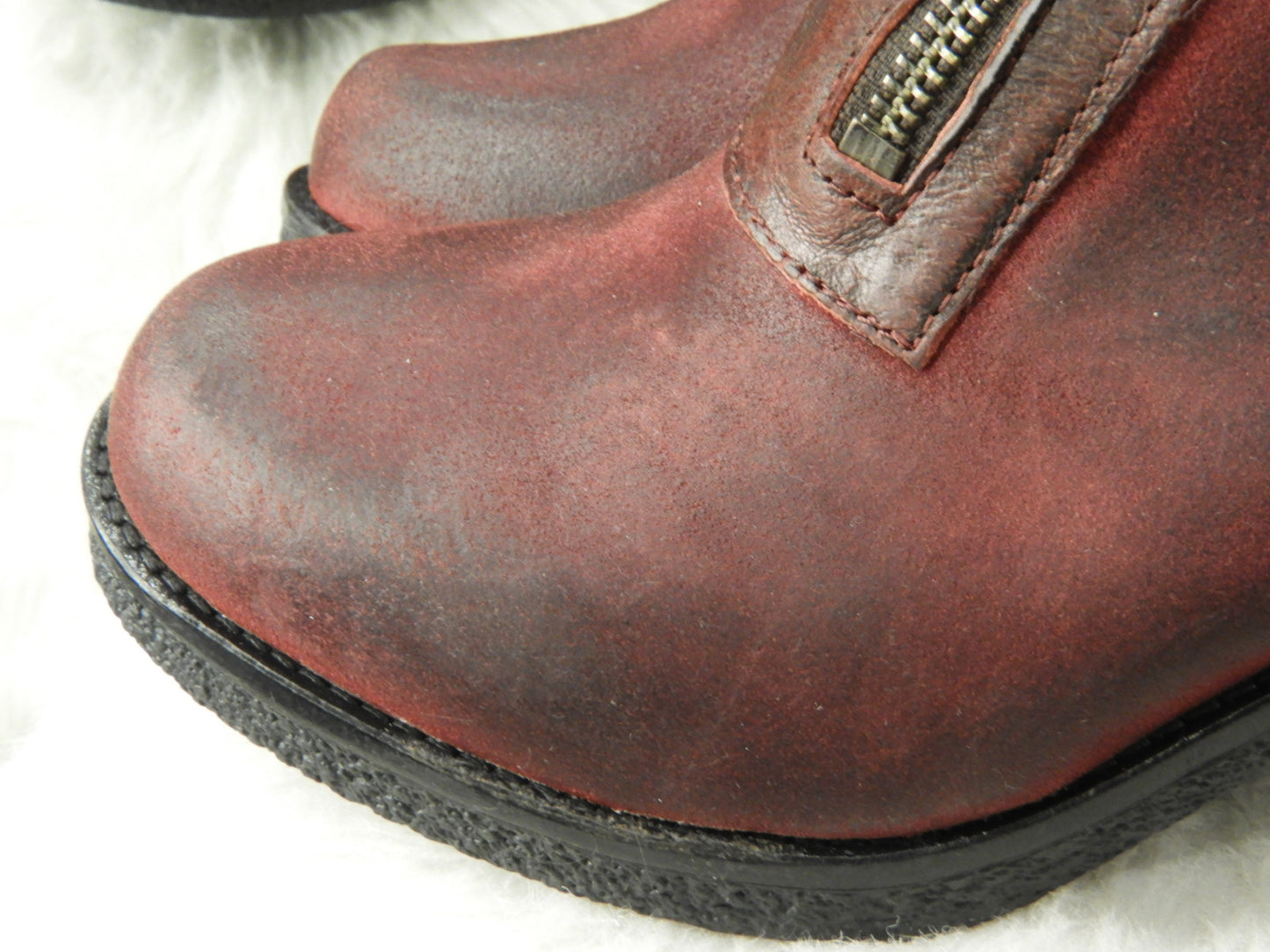 Bottines cuir gras et vieillit deux zips talon CASTA