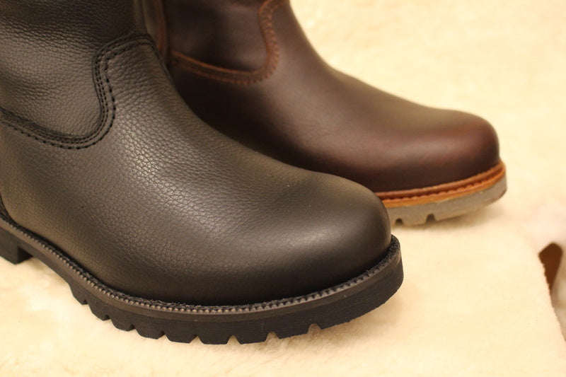 Bottines d'hiver pour hommes PANAMA JACK en cuir gras noir ou marron et doublée mouton