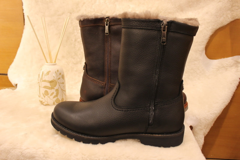 Bottines d'hiver pour hommes PANAMA JACK en cuir gras noir ou marron et doublée mouton