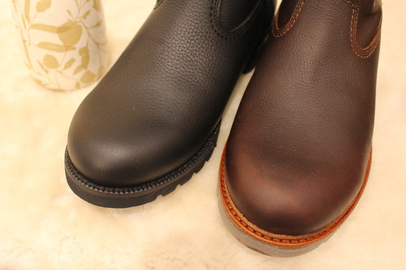 Bottines d'hiver pour hommes PANAMA JACK en cuir gras noir ou marron et doublée mouton