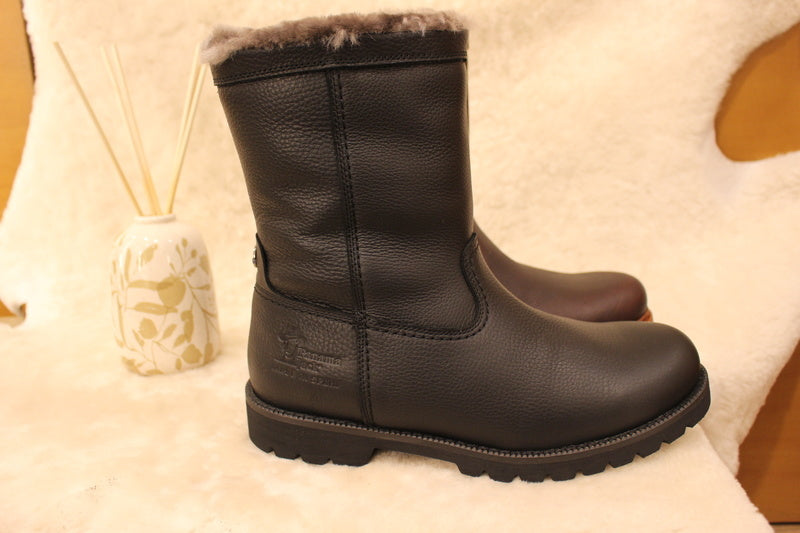 Bottines d'hiver pour hommes PANAMA JACK en cuir gras noir ou marron et doublée mouton