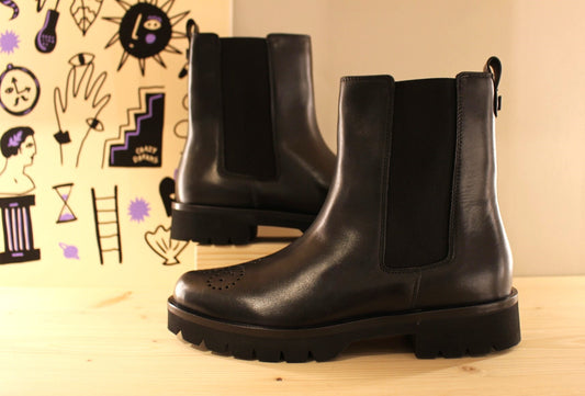 Botttines cuir noir HÖGL semelle crantée