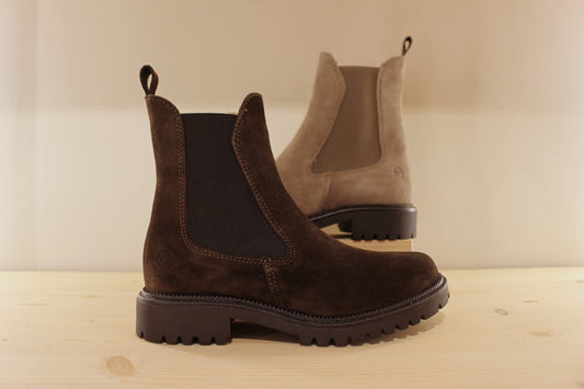 Chelsea cuir velours marron ou taupe TAMARIS