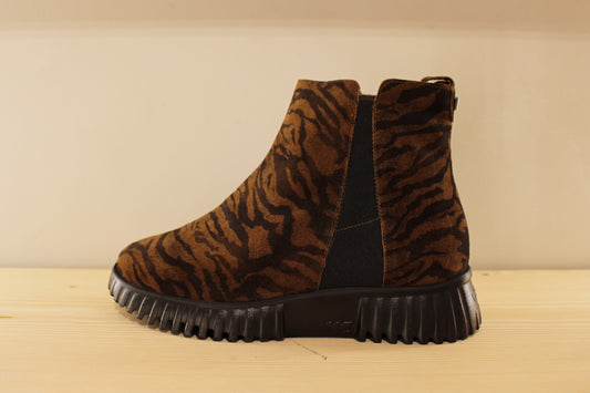 Bottines cuir noir ou imprimé animal avec zip et semelle amovible WONDERS