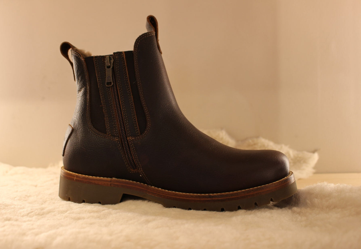 Bottine cuir waterproof marron avec zip PANAMA JACK
