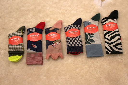 Chaussettes BERTHE AUX GRANDS PIEDS. Fabrication Française. Chaussettes femme en fil d'écosse et coton