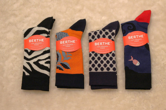 Chaussettes BERTHE AUX GRANDS PIEDS. Fabrication Française. Chaussettes homme en coton