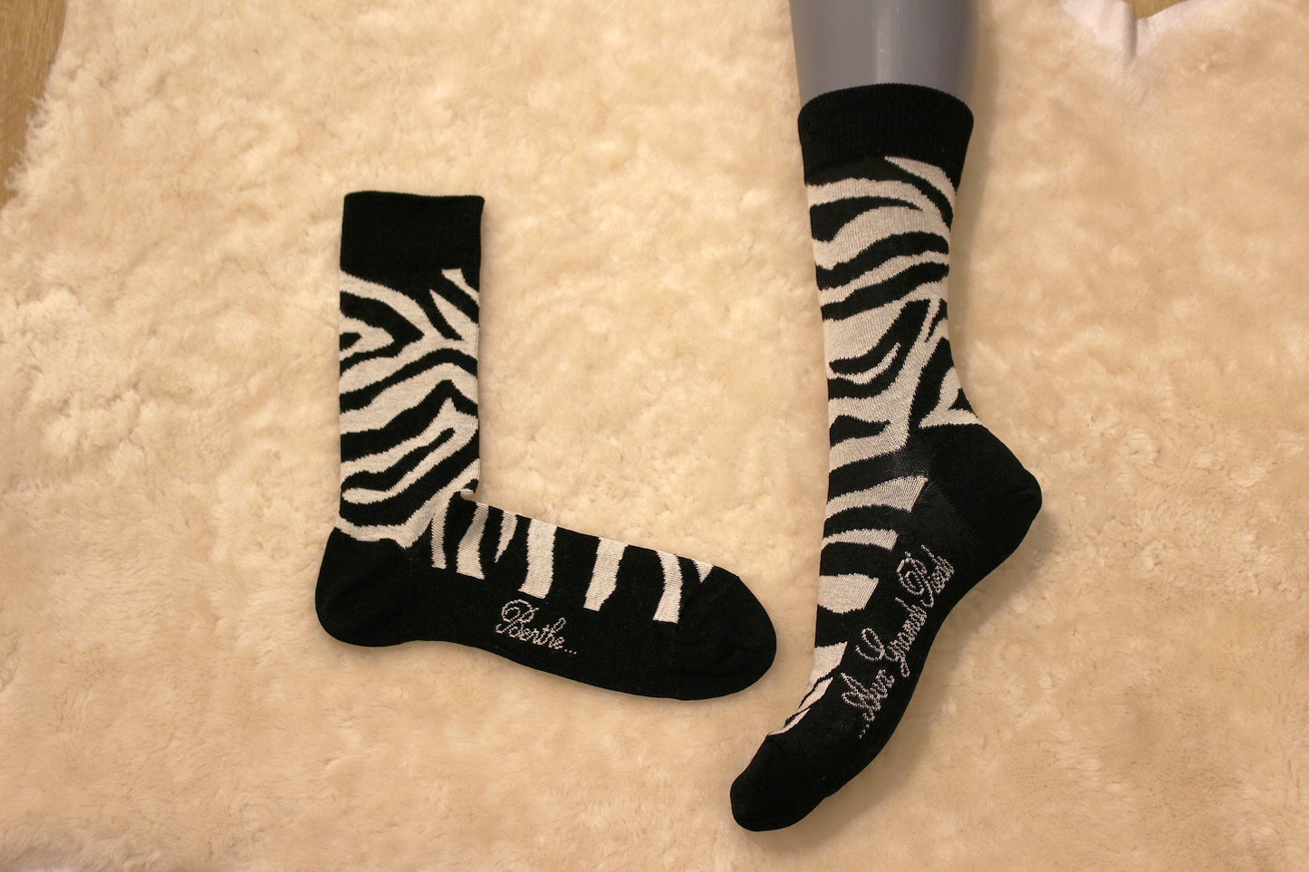 Chaussettes BERTHE AUX GRANDS PIEDS. Fabrication Française. Chaussettes homme en coton zèbre