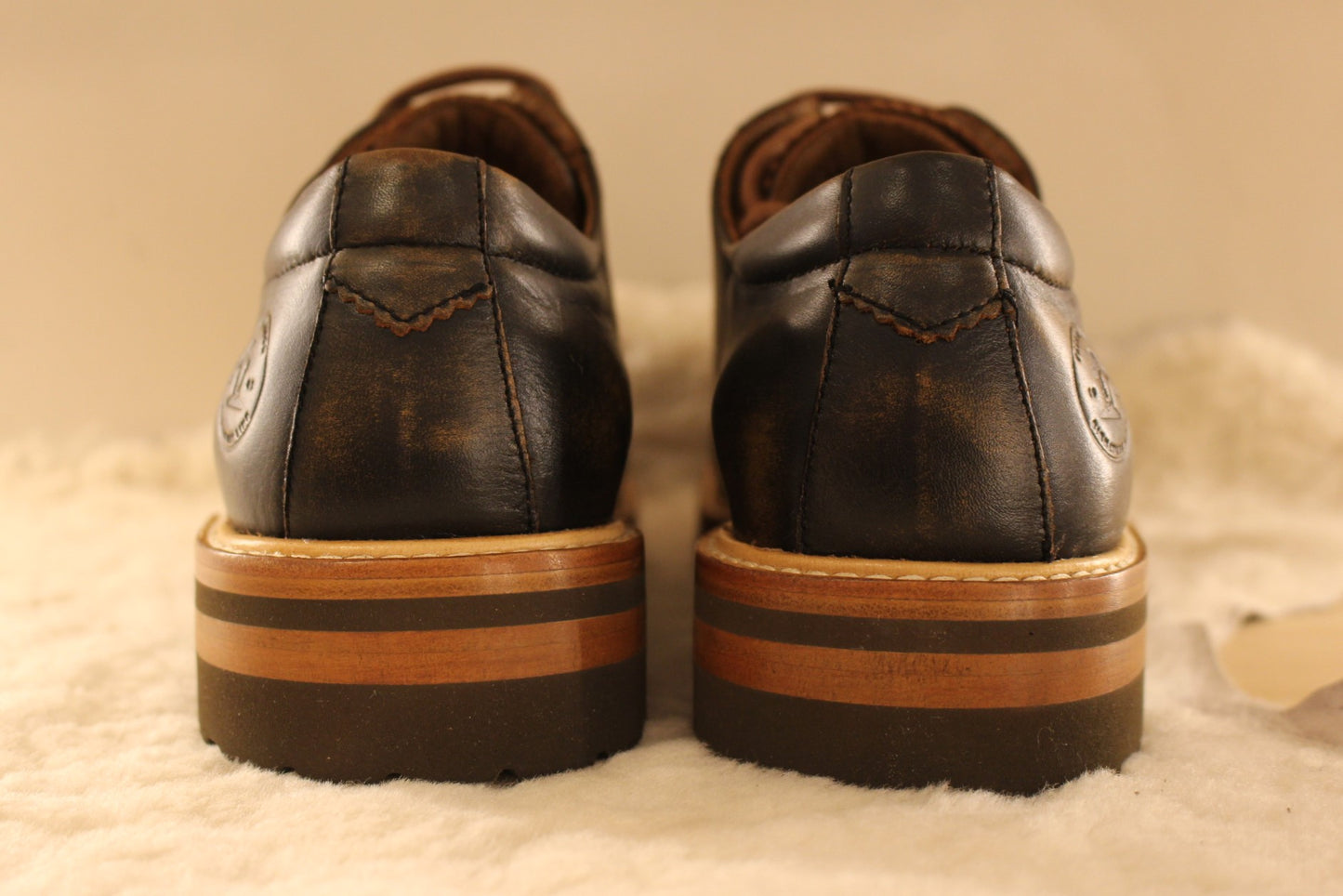 Derby cuir marbré chocolat trépointe PANAMA JACK