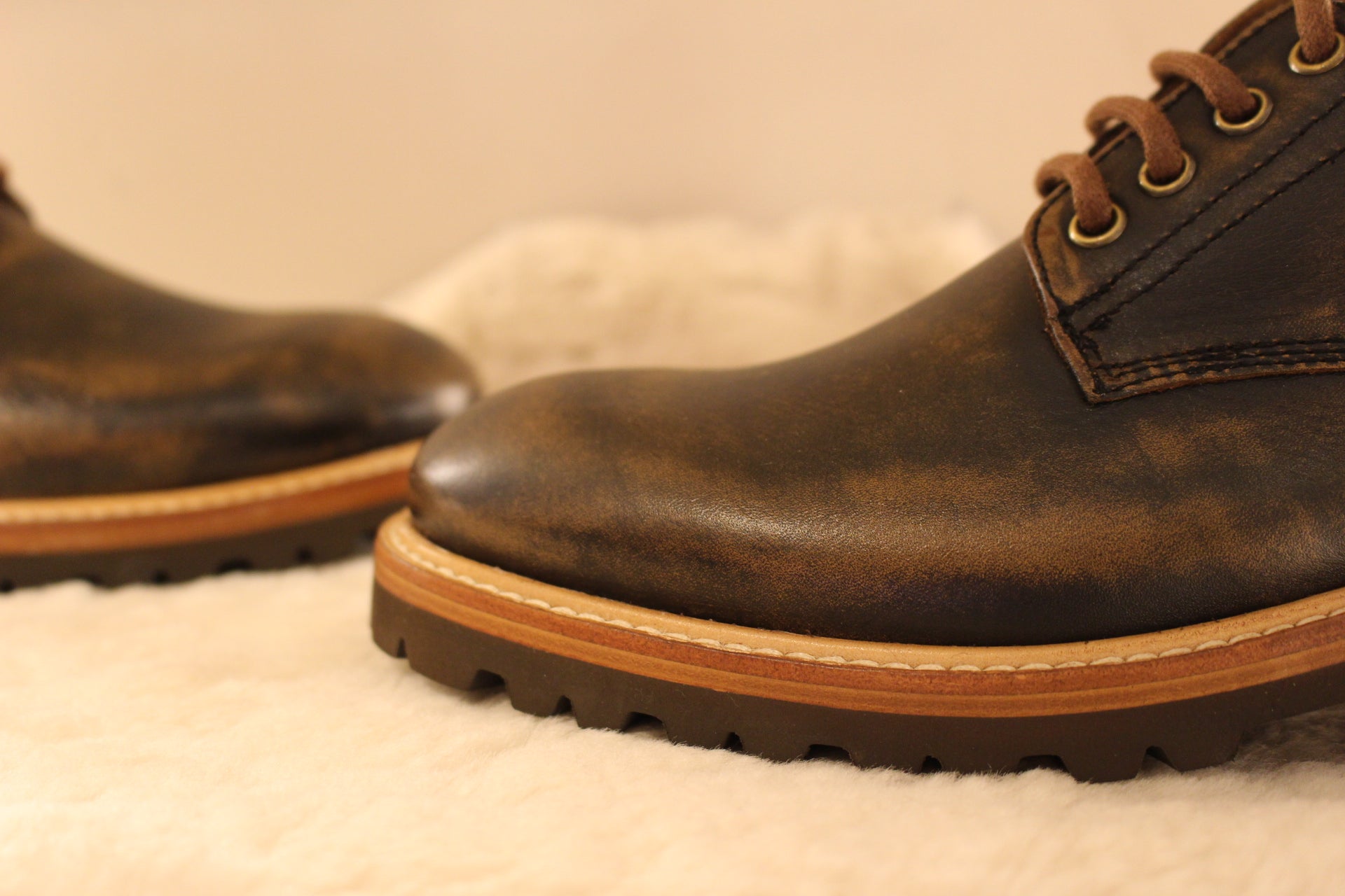 Derby cuir marbré chocolat trépointe PANAMA JACK