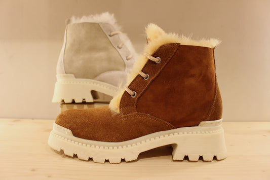 Bottines chaudes en cuir marron ou blanc cassé HOOPER