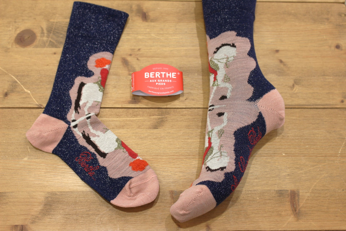 Chaussettes BERTHE AUX GRANDS PIEDS. Fabrication Française Mi- chaussettes femme en laine 